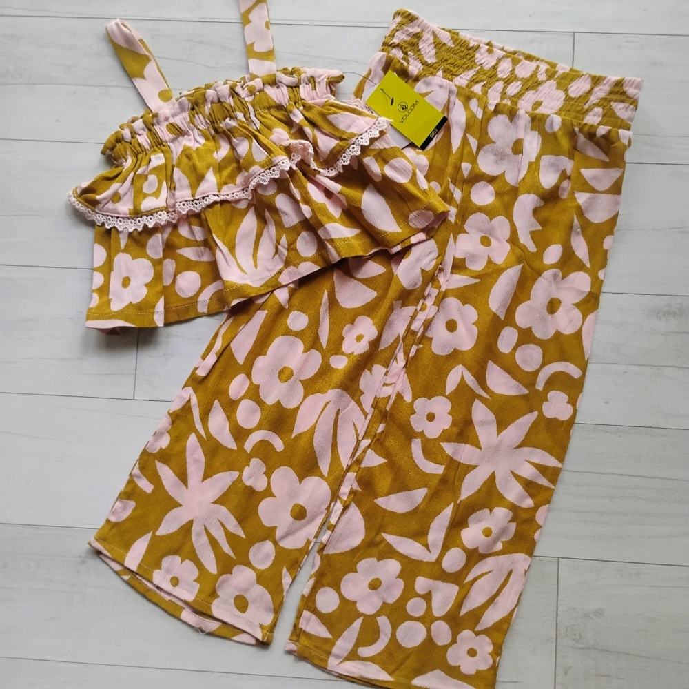 VOLCOM NEW Girls Beach Babe Ruffle Tank & Beach Pants